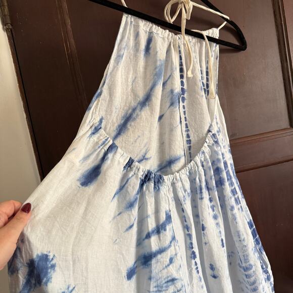FREE PEOPLE Moody Blues Blue and White Tie Dye Balloon Leg Jumpsuit extra Small - Picture 7 of 9